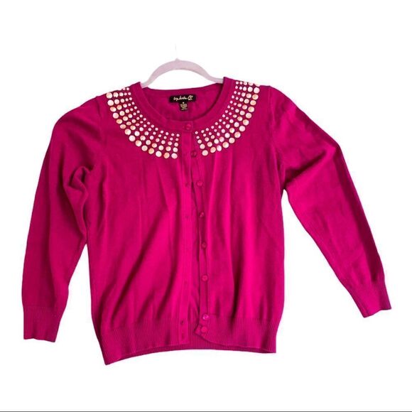 Top Knits Fuchsia Pink Front Button Down Cardigan - Picture 1 of 5